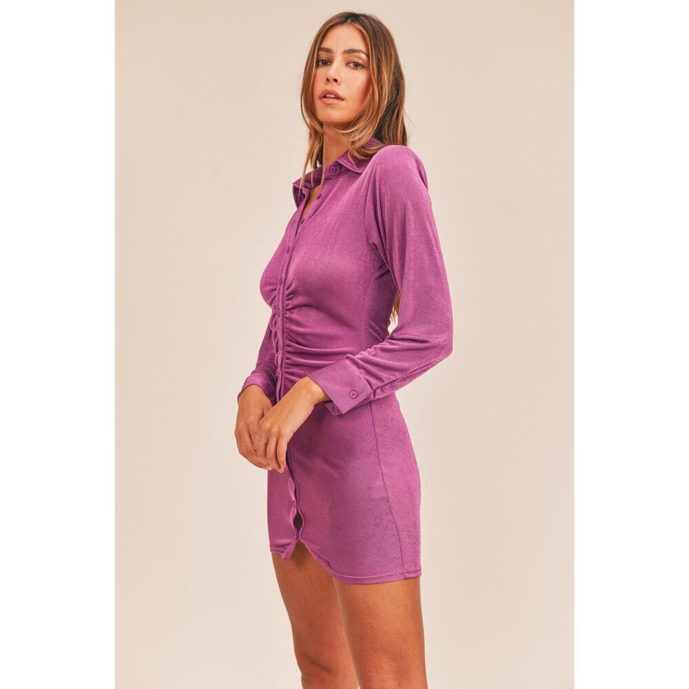 ✨MABLE EMERSYN SLINKY BUTTON DOWN SZ SMALL PURPLE DRESS✨ - Picture 3 of 10